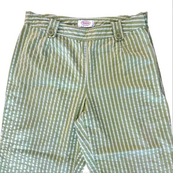 VTG 80s Lime Green Striped High Waist Stretch Mom Capri Pants SZ 8 - Picture 3 of 13
